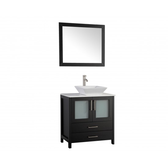 30" sl sink vanity set, ceramic top, soft close, drawers, Espresso, VA3130E