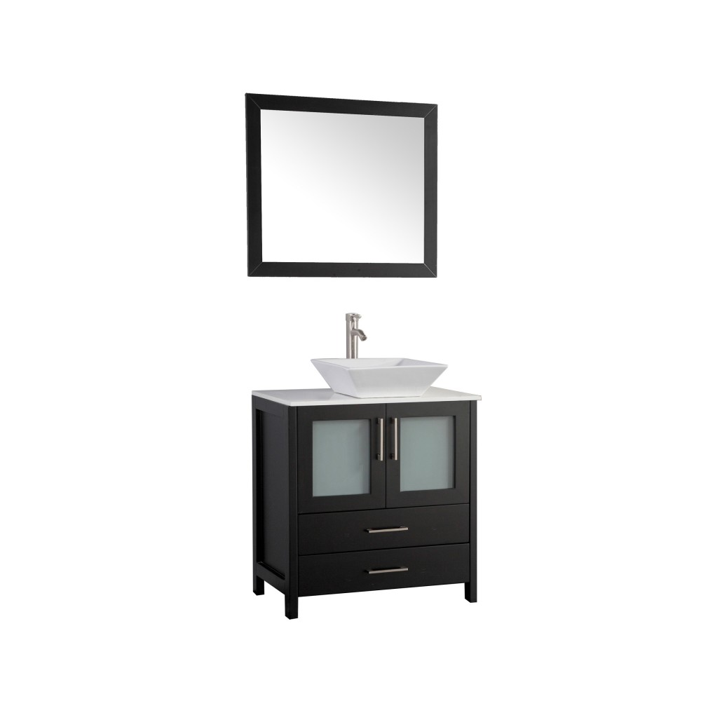 30" sl sink vanity set, ceramic top, soft close, drawers, Espresso, VA3130E