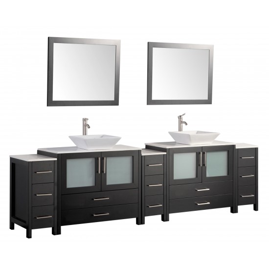 108" dbl sink vanity set, ceramic top, soft close, drawers, Espresso,VA3136-108E