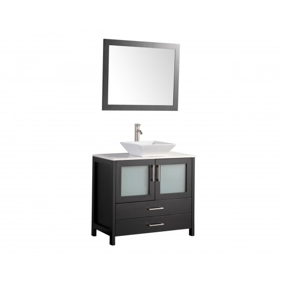 36" sl sink vanity set, ceramic top, soft close, drawers, Espresso, VA3136E
