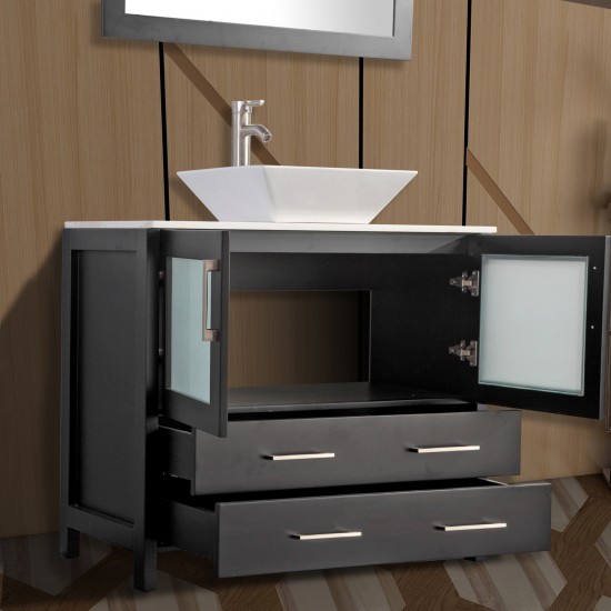 36" sl sink vanity set, ceramic top, soft close, drawers, Espresso, VA3136E