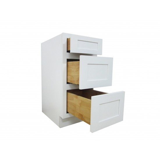15 inch vanity cabinet white, knockdown, White, VA4015-3W