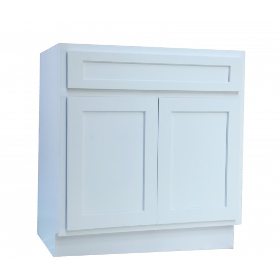 30 inch vanity cabinet white, knockdown, White