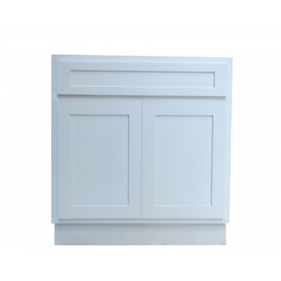 30 inch vanity cabinet white, knockdown, White