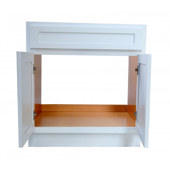 30 inch vanity cabinet white, knockdown, White