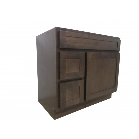 36 inch vanity cabinet brown, knockdown, Brown, VA4036-2LB