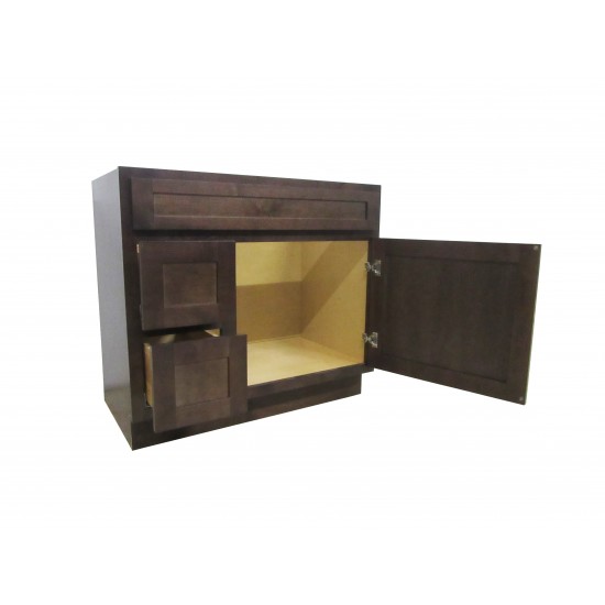 36 inch vanity cabinet brown, knockdown, Brown, VA4036-2LB