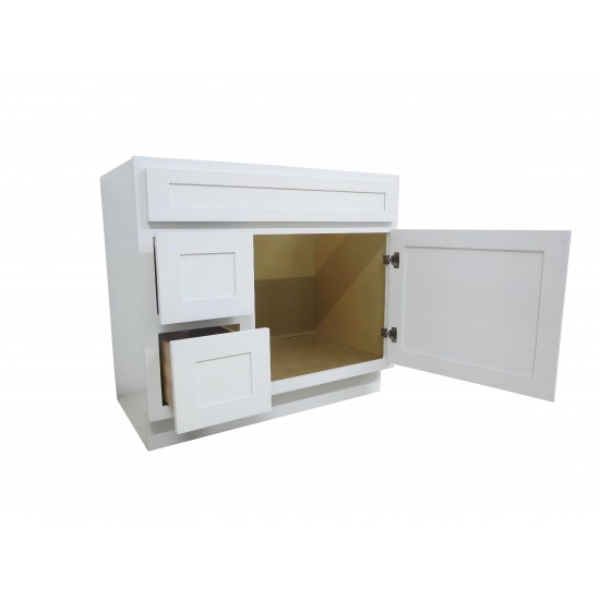 36 inch vanity cabinet white, knockdown, White, VA4036-2LW