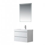 Vanity Art 30" LED Lighted Wall Hung Single Sink Vanity With Resin Top, White