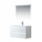 Vanity Art 36 Inch Wall Hung Single Sink Bathroom Vanity With Resin Top, White