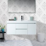 Vanity Art 48" LED Lighted Wall Hung Single Sink Vanity With Resin Top, White