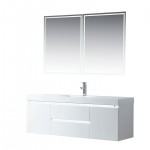 Vanity Art 60" LED Lighted Wall Hung Single Sink Vanity With Resin Top, White