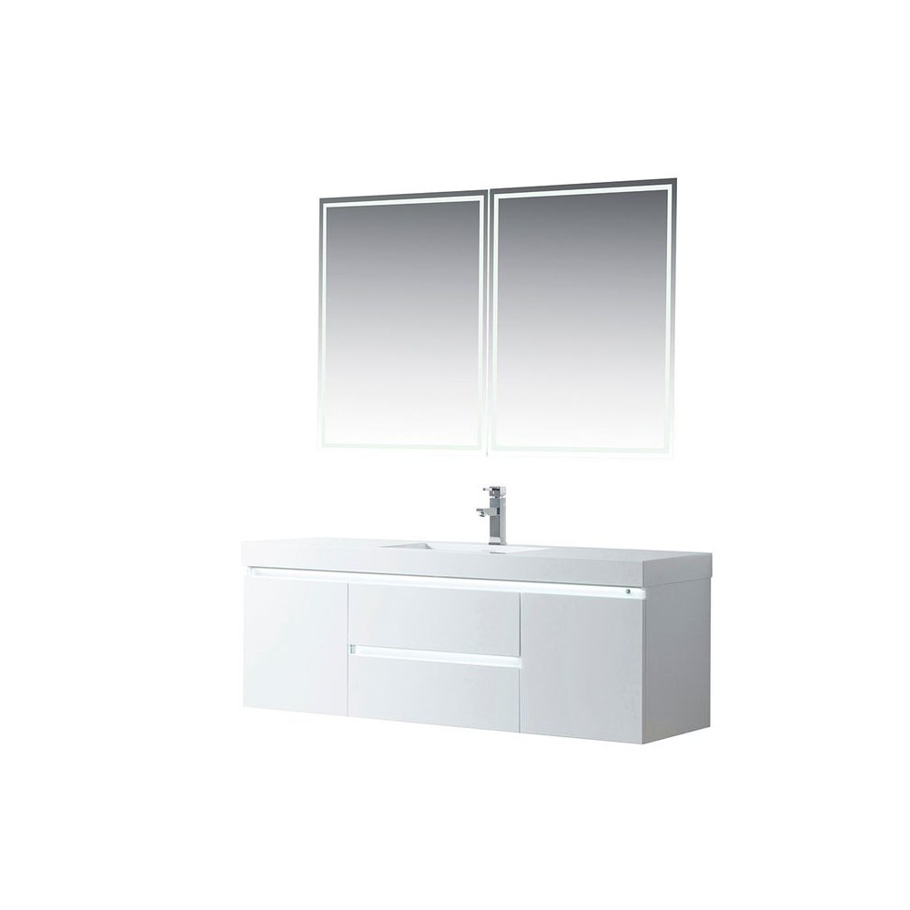 Vanity Art 60 Inch Single Sink Bathroom Vanity With Resin Top, White