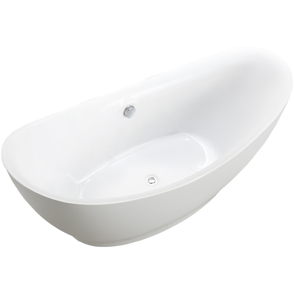 Freestanding bathtub, polished chrome round overflow and pop-up drain, VA6513