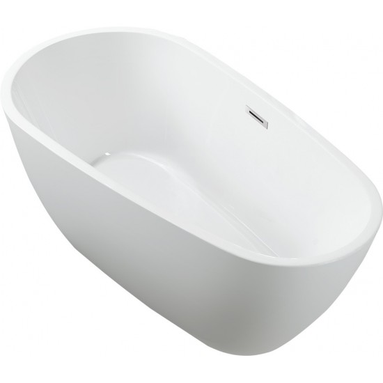 Freestanding bathtub, polished chrome slotted overflow, pop-up drain, VA6515