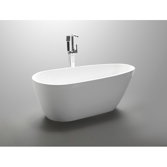 Freestanding bathtub, polished chrome slotted overflow, pop-up drain, VA6515-L