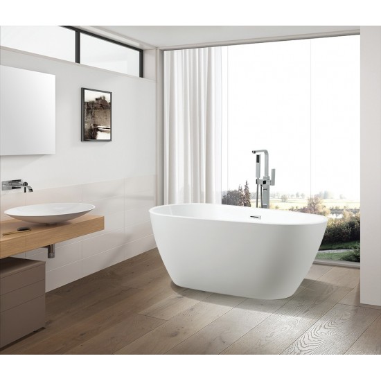 Freestanding bathtub, polished chrome slotted overflow, pop-up drain, VA6515-L