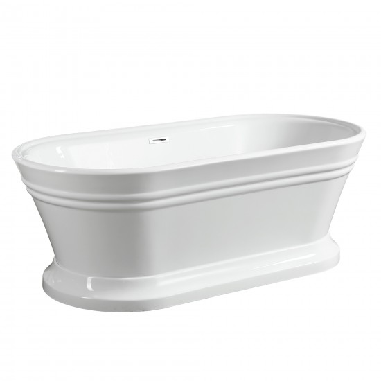 Freestanding bathtub, polished chrome slotted overflow, pop-up drain, VA6610