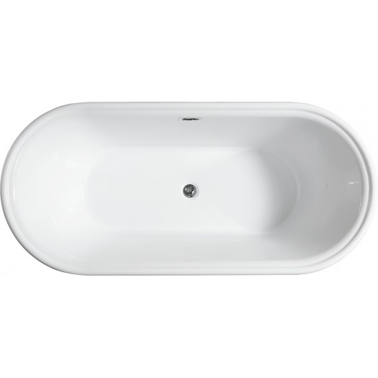 Freestanding bathtub, polished chrome slotted overflow, pop-up drain, VA6610