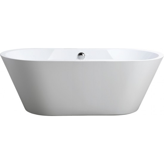 Freestanding bathtub, polished chrome round overflow and pop-up drain, VA6804