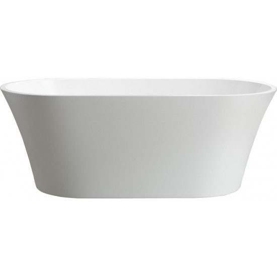 Freestanding white acrylic bathtub, polished chrome pop-up drain, White, VA6809