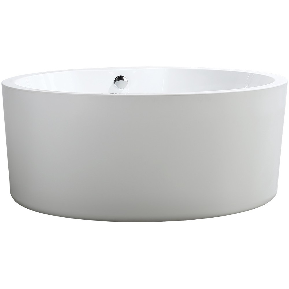 Freestanding bathtub, polished chrome round overflow and pop-up drain, VA6810