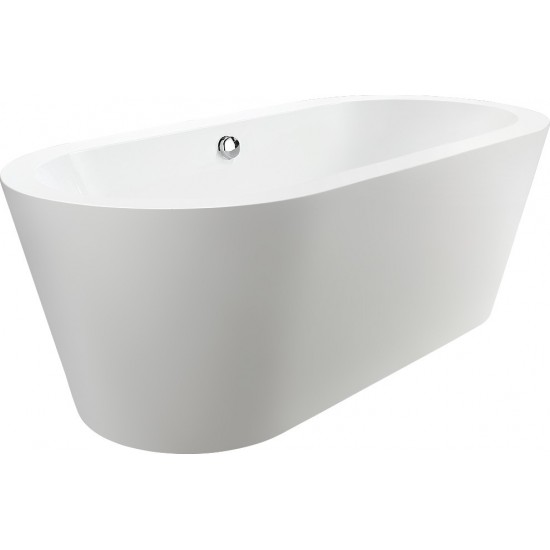 Freestanding bathtub, polished chrome round overflow and pop-up drain, VA6812