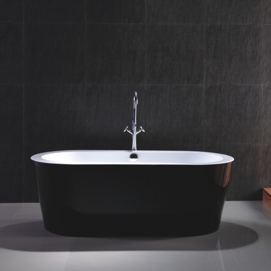 Freestanding bathtub, polished chrome round overflow and pop-up drain, VA6812-BL