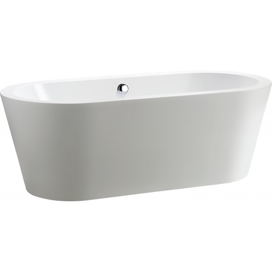 Freestanding bathtub, polished chrome round overflow and pop-up drain, VA6812-S