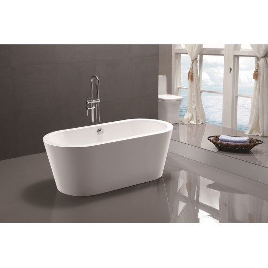 Freestanding bathtub, polished chrome round overflow and pop-up drain, VA6812-S