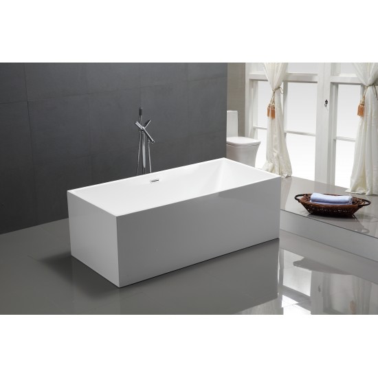 Freestanding bathtub, polished chrome slotted overflow, pop-up drain, VA6813B-L