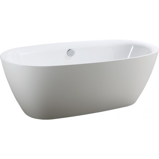 Freestanding bathtub, polished chrome round overflow and pop-up drain, VA6833