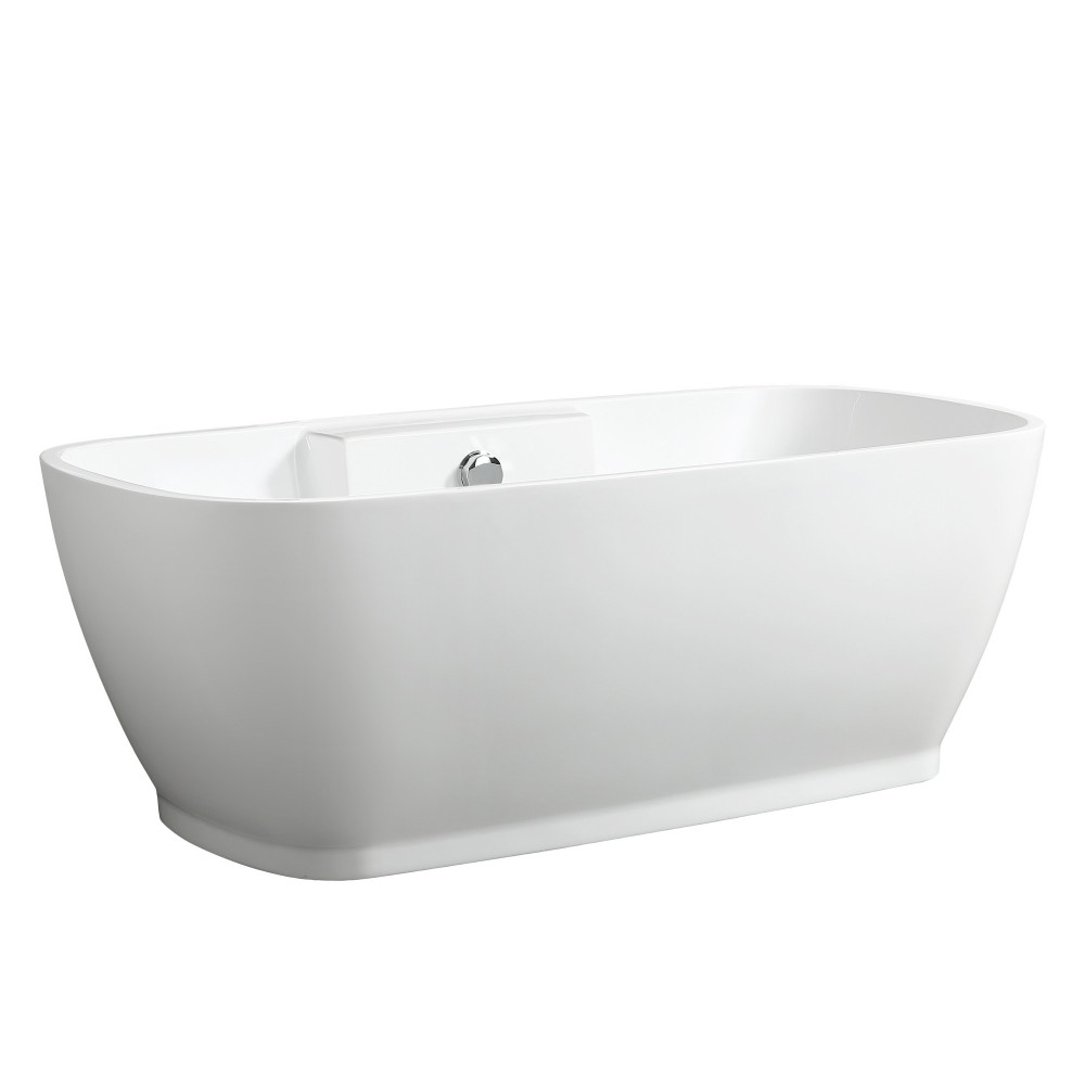 Freestanding bathtub, polished chrome round overflow and pop-up drain, VA6835