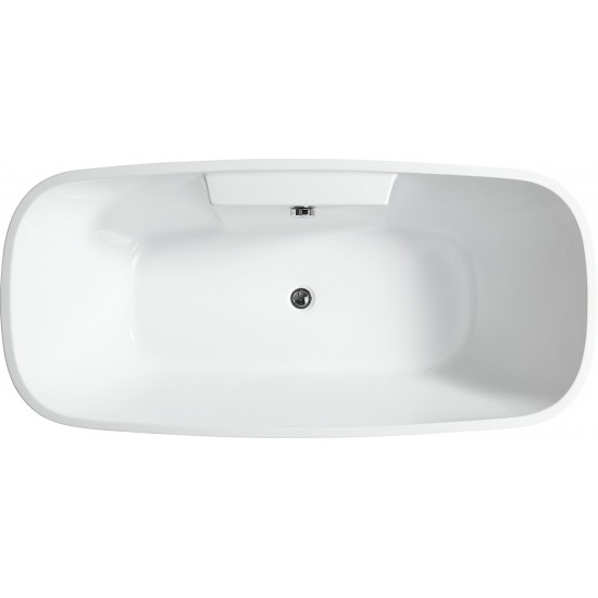 Freestanding bathtub, polished chrome round overflow and pop-up drain, VA6835