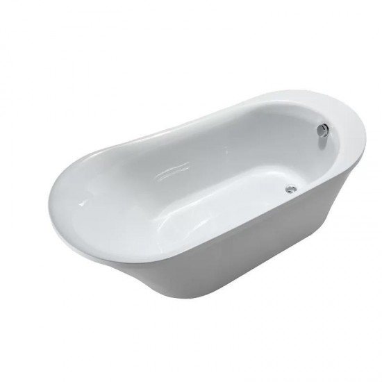 Freestanding bathtub, polished chrome round overflow and pop-up drain, VA6839