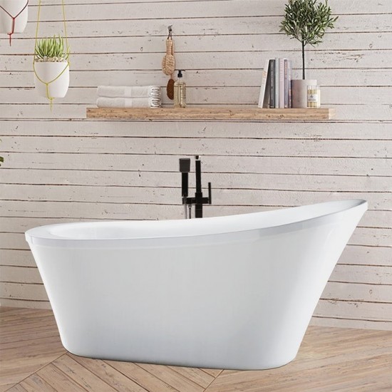 Freestanding bathtub, polished chrome round overflow and pop-up drain, VA6839