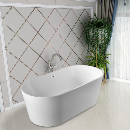 Freestanding bathtub, polished chrome slotted overflow, pop-up drain, VA6901-S