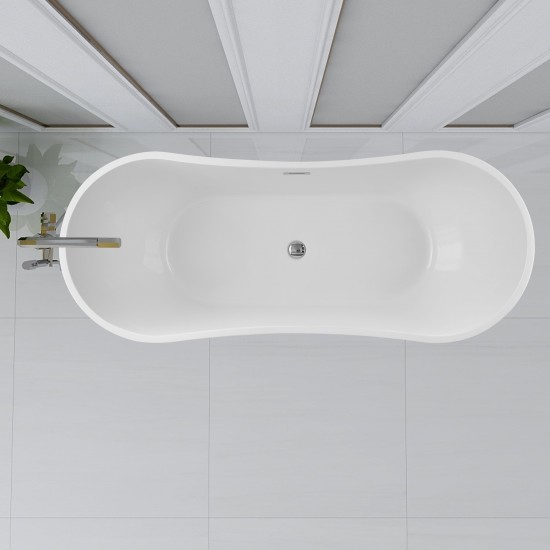 Freestanding bathtub, polished chrome slotted overflow, pop-up drain, VA6903