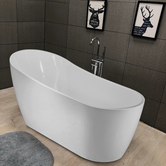 Freestanding bathtub, polished chrome slotted overflow, pop-up drain, VA6904-S