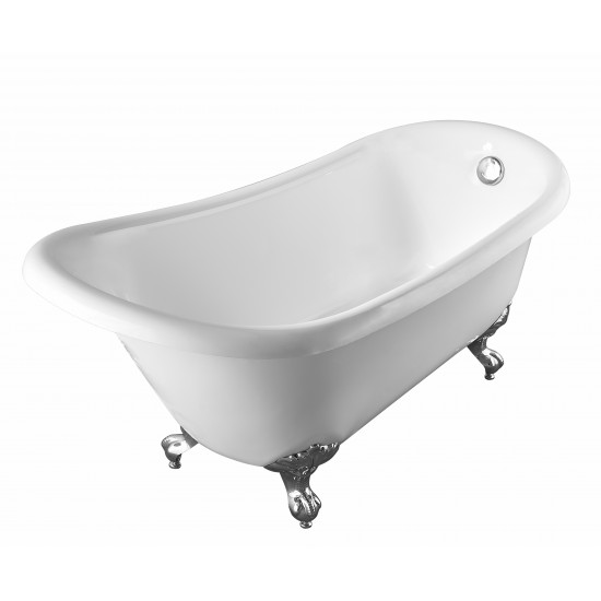 Freestanding bathtub, polished chrome round overflow and pop-up drain, VA6910