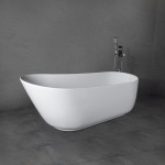 Freestanding solid surface matte bathtub, overflow, pop-up drain, VA6911-MS