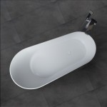 Freestanding solid surface glossy bathtub, overflow, pop-up drain, VA6911-GL