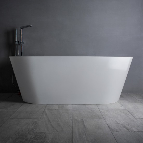 Freestanding solid surface glossy bathtub, overflow, pop-up drain, VA6912-GS