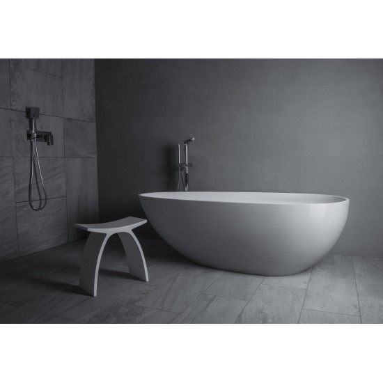 Freestanding solid surface matte bathtub, overflow, pop-up drain, VA6913-MS