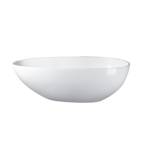 Freestanding solid surface glossy bathtub, overflow, pop-up drain, VA6913-GS