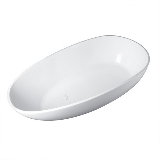 Freestanding solid surface glossy bathtub, overflow, pop-up drain, VA6913-GS