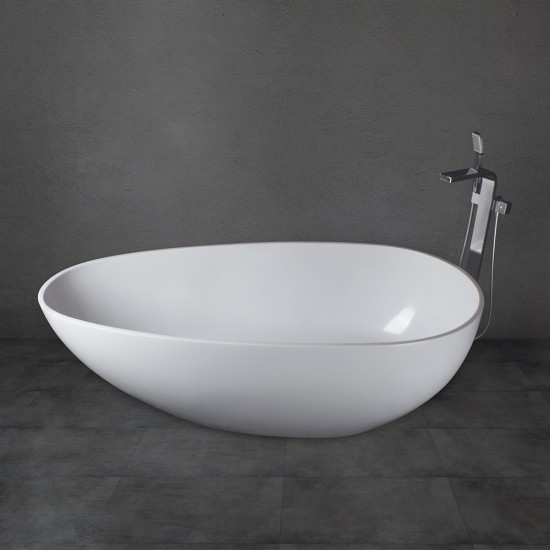 Freestanding solid surface glossy bathtub, overflow, pop-up drain, VA6913-GS