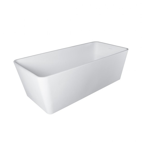 Freestanding solid surface matte bathtub, overflow, pop-up drain, VA6914-MS