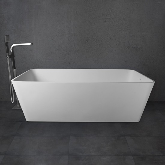 Freestanding solid surface matte bathtub, overflow, pop-up drain, VA6914-MS