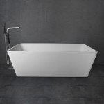 Freestanding solid surface matte bathtub, overflow, pop-up drain, VA6914-ML